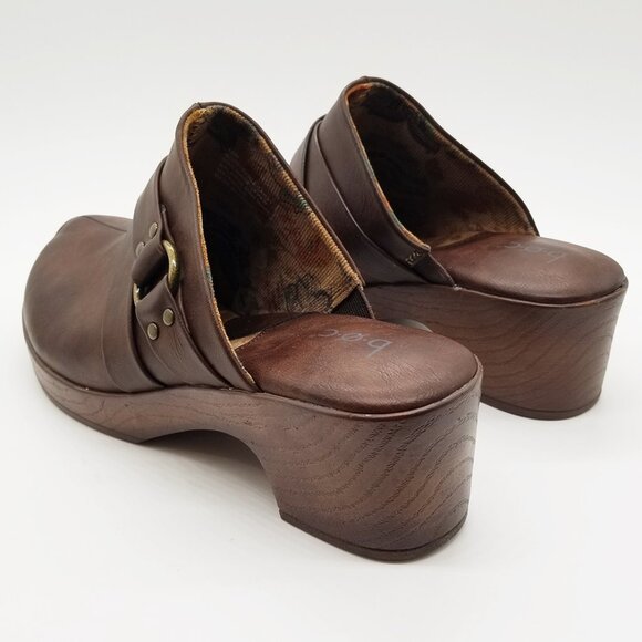 B.O.C. Women's 10M Comfort Slip On Clog Platform Shoes Brown Equestrian Cushion - Picture 6 of 16